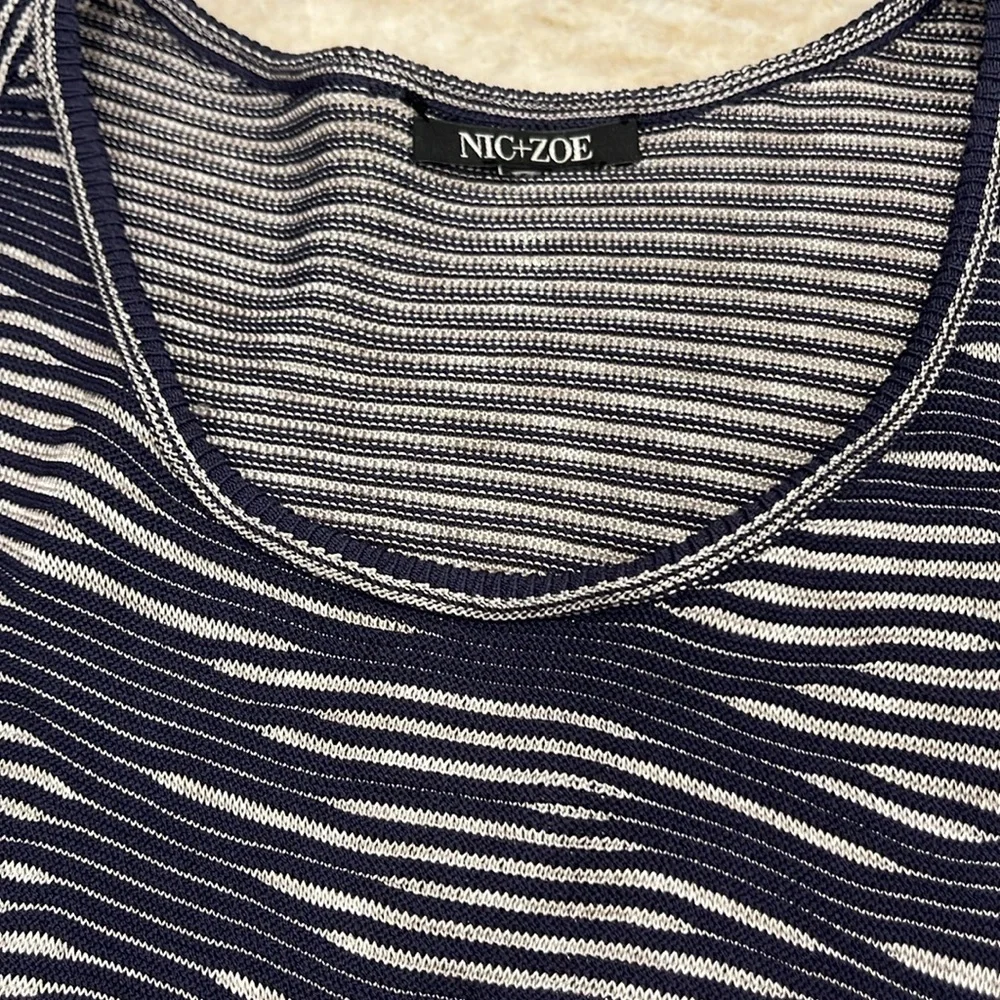 Nic+Zoe | Blue &‎ Grey Textured Zebra Sweater | Plus Size (Est. 3X)